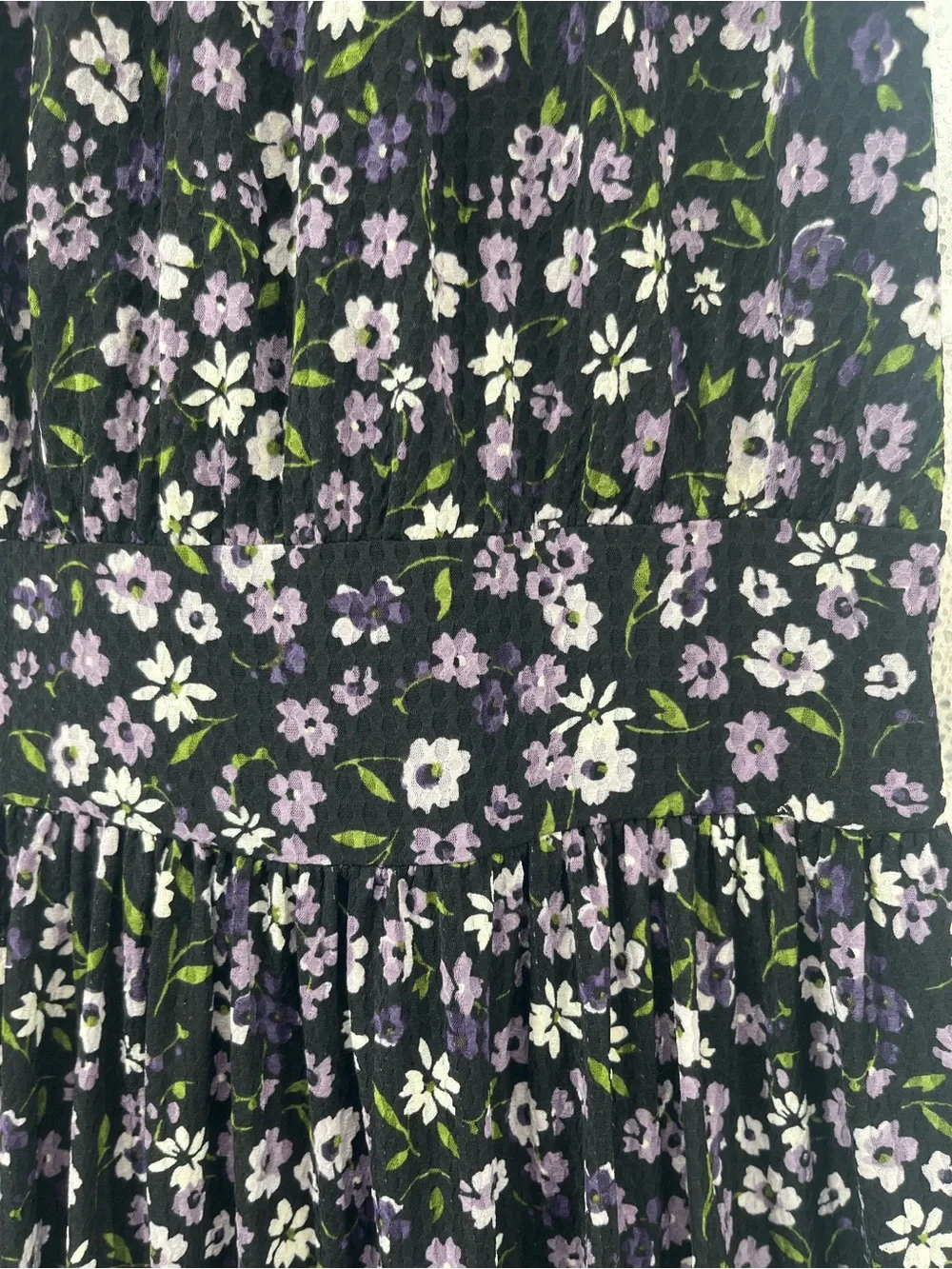 Michael Kors Floral Tiered Halter Dress Medium M Purple Black Ruffle Wedding Gst